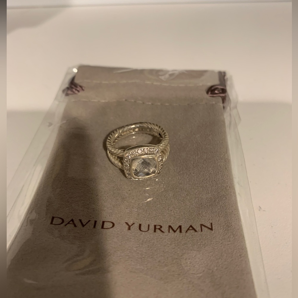 David Yurman Petite Albion Ring with Prasiolite and Pavé Diamonds